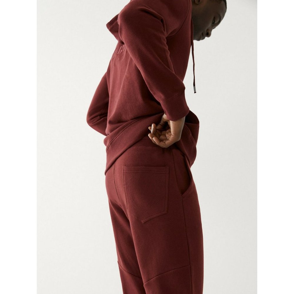 True Religion Men's Great Revolt Solid Jogger Sweatpants in Maroon - Picture 5 of 5